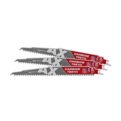 Milwaukee 48005326 3 Piece 230mm 5TPI AX Carbide SAWZALL Reciprocating Saw Blade Set