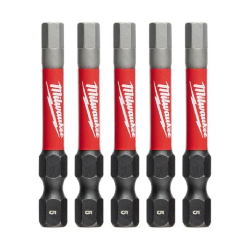 Milwaukee 48324653 5 Piece 5mm x 50mm (2") Shockwave Hex Power Driver Bit Set