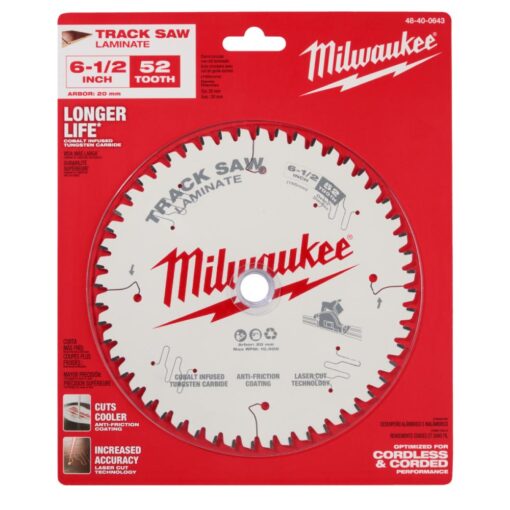 Milwaukee 48400643 165mm (6-1/2") 52T Wood Track Laminate Saw Blade - Image 2