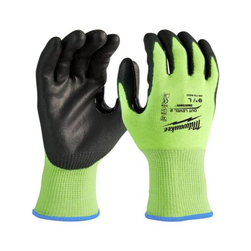 Milwaukee 48738921 Medium Cut Level 2 High Visibility Polyurethane Dipped Gloves