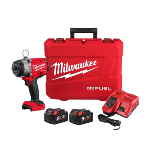 Milwaukee M18FHIW2P12502C 18V 5.0Ah 1/2" FUEL Cordless High Torque Impact Wrench with Pin Detent Combo Kit