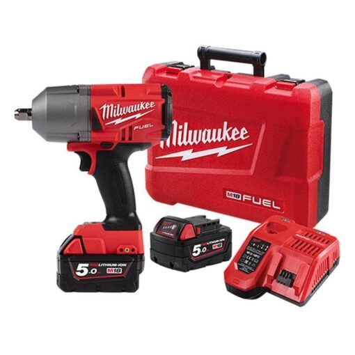 Milwaukee M18FHIWP12-502C 18V 5.0Ah 1/2" FUEL Cordless High Torque Pin Detent Impact Wrench Kit